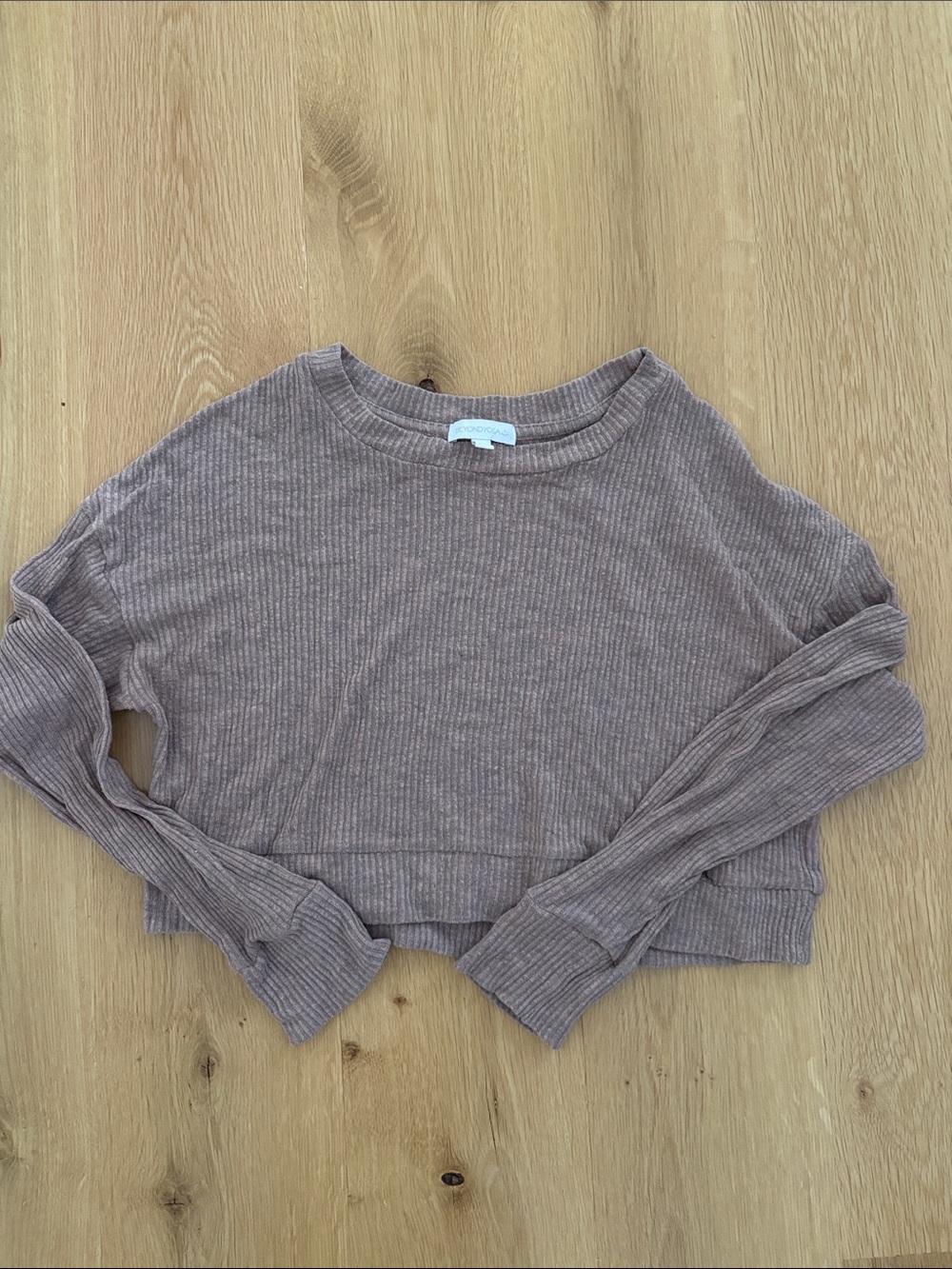 Beyond Yoga Ribbed Cropped Top - Mauve Taupe